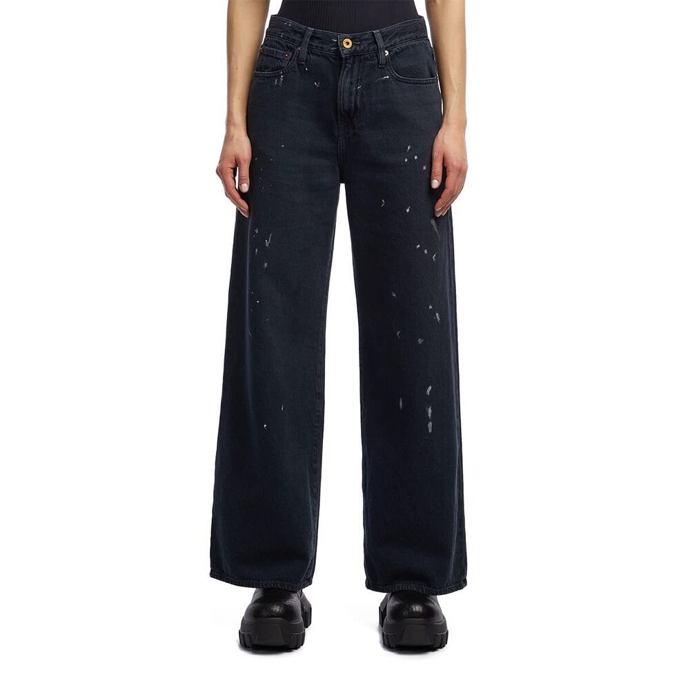 NSF Clothing Selena Wide Leg Jeans Od Black Paint 28